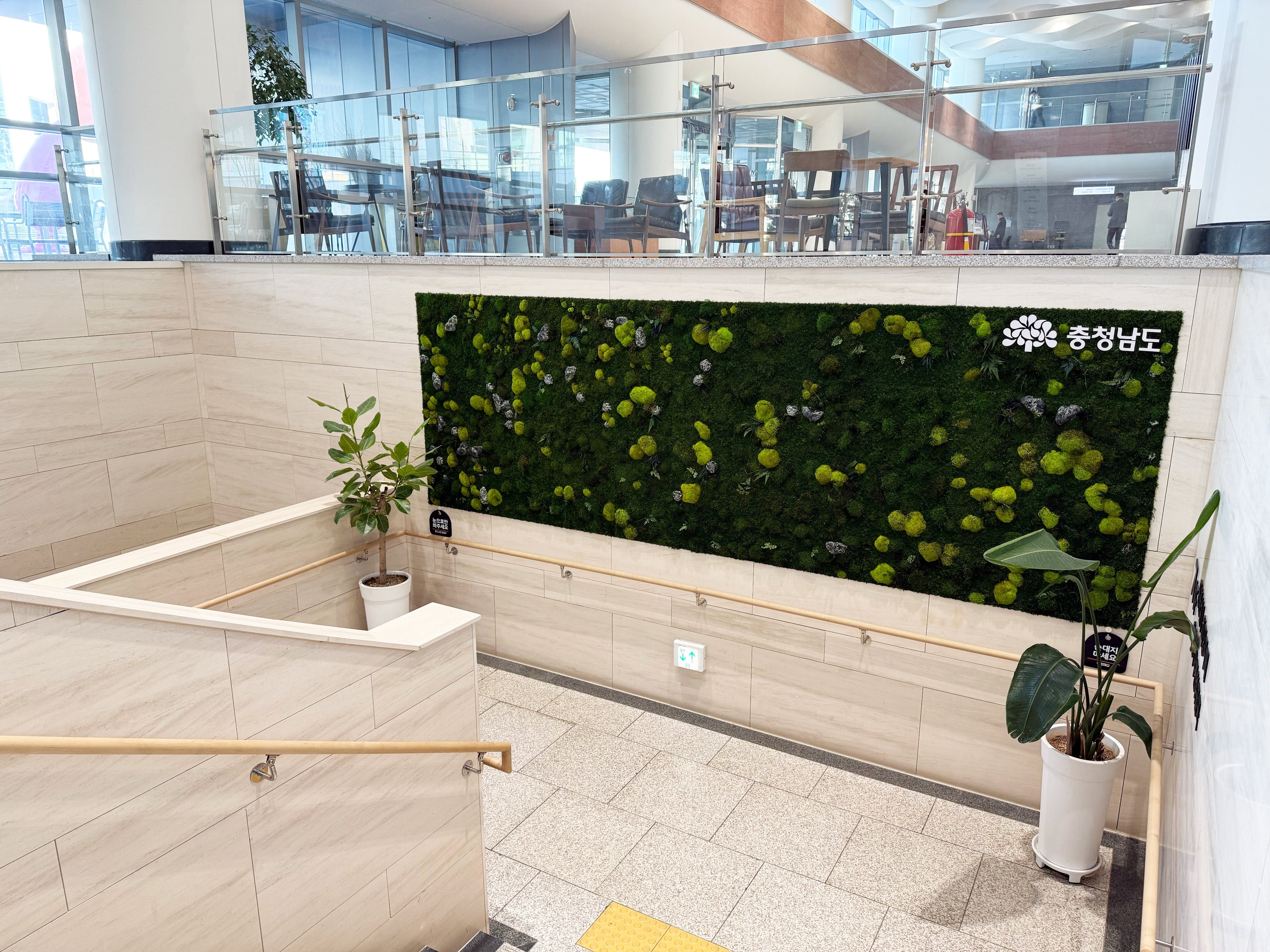 충청남도청 계단 벽면에 모스월아트 설치… 자연과 공공디자인의 조화